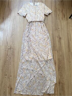 Roolee Cream Maxi Dress with Yellow Floral Print